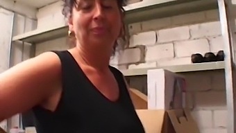 Busty Mature Lady Gets Facial Cumshot In Storage Room