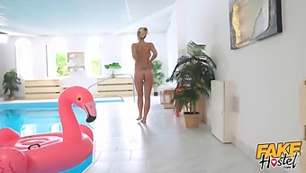 Nathaly Cherie, A Seasoned Seductress, Indulges In Poolside Anal Pleasure With A Well-Endowed Stranger